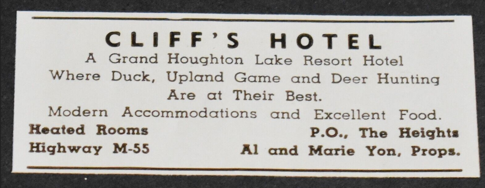 Cliffs Hotel (Heights Inn) - Print Ad (newer photo)